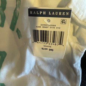 Polo by Ralph Lauren, boys size 8 white T-shirt. White with green design.